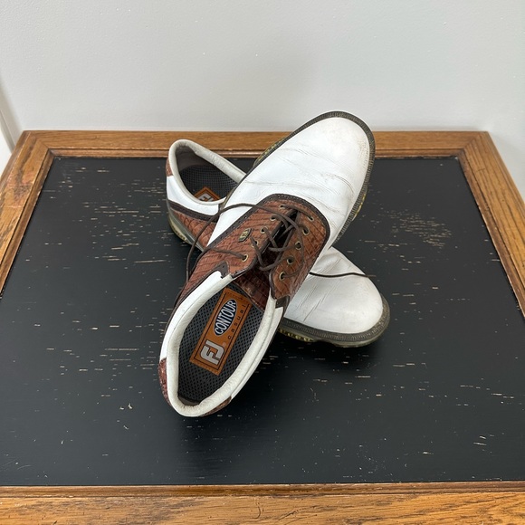 FootJoy Other - FOOTJOY Contour Golf Shoes White/Brown Leather - 10